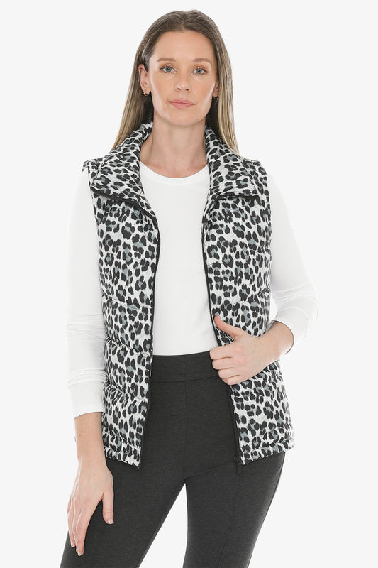 Snow Leopard Puffer Vest in Multi