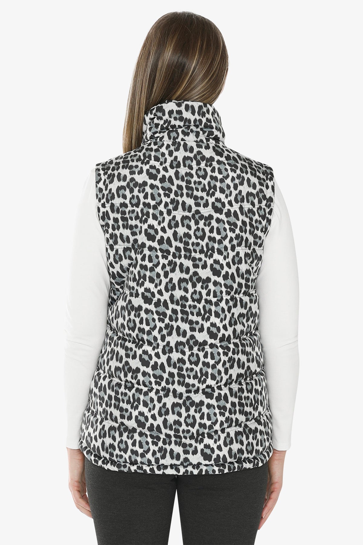 Snow Leopard Puffer Vest in Multi
