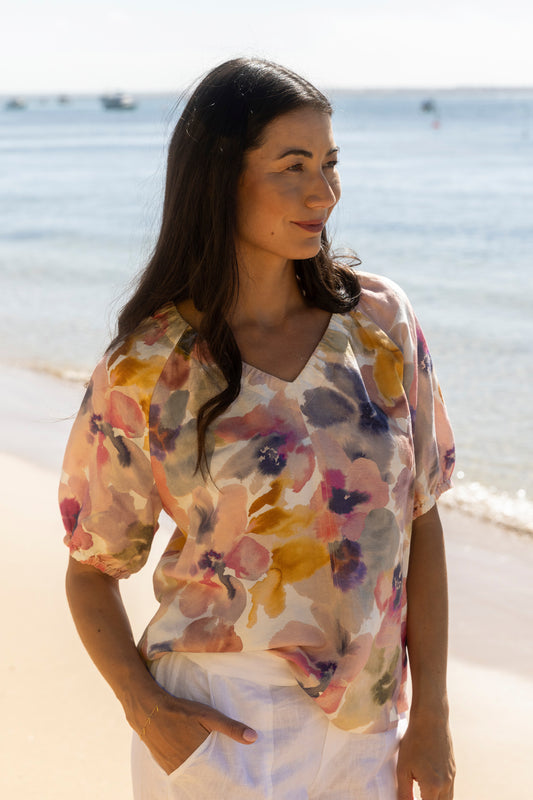 Womens Soft Blossom Top Multicolor 596j3003a
