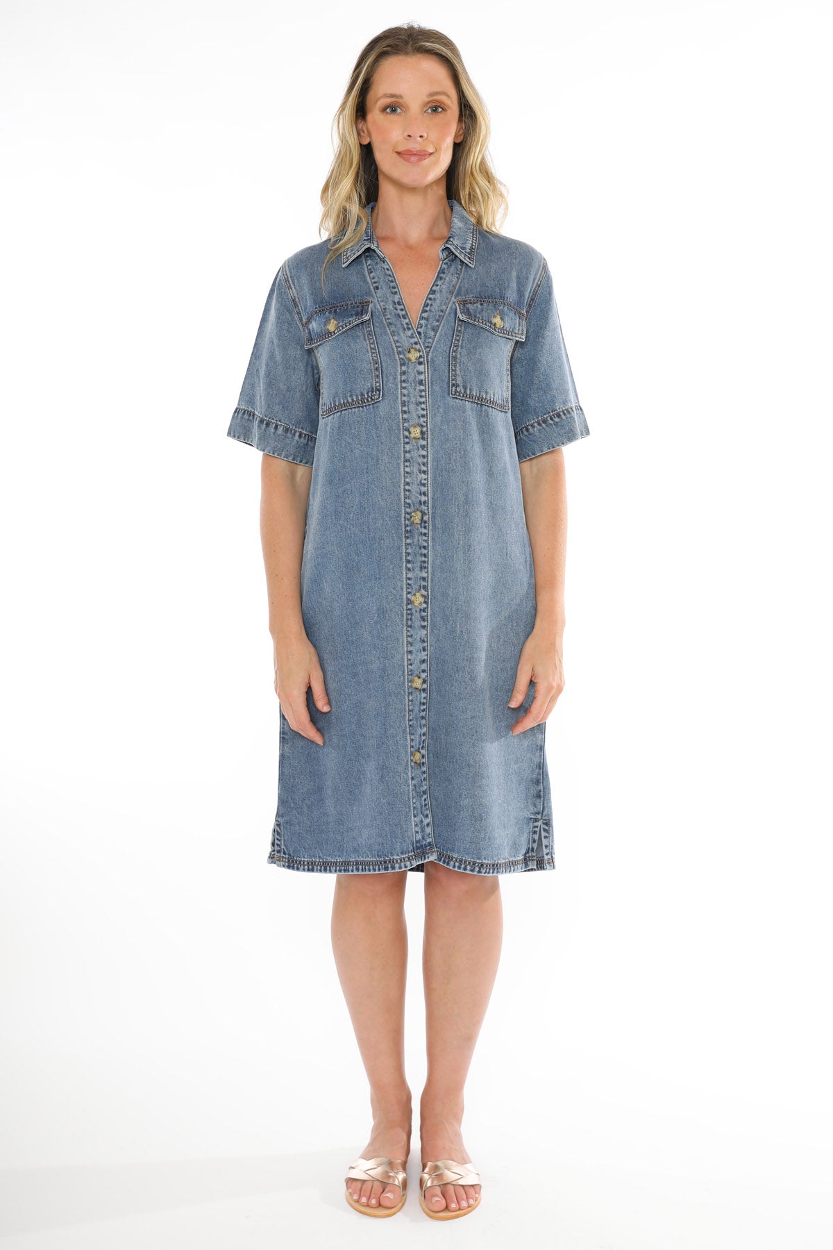 Women's Soft Denim Dress in Blue
