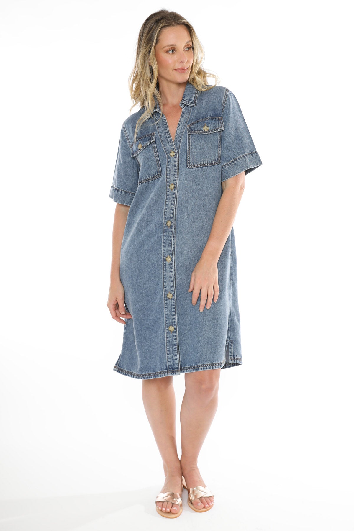 Women's Soft Denim Dress in Blue
