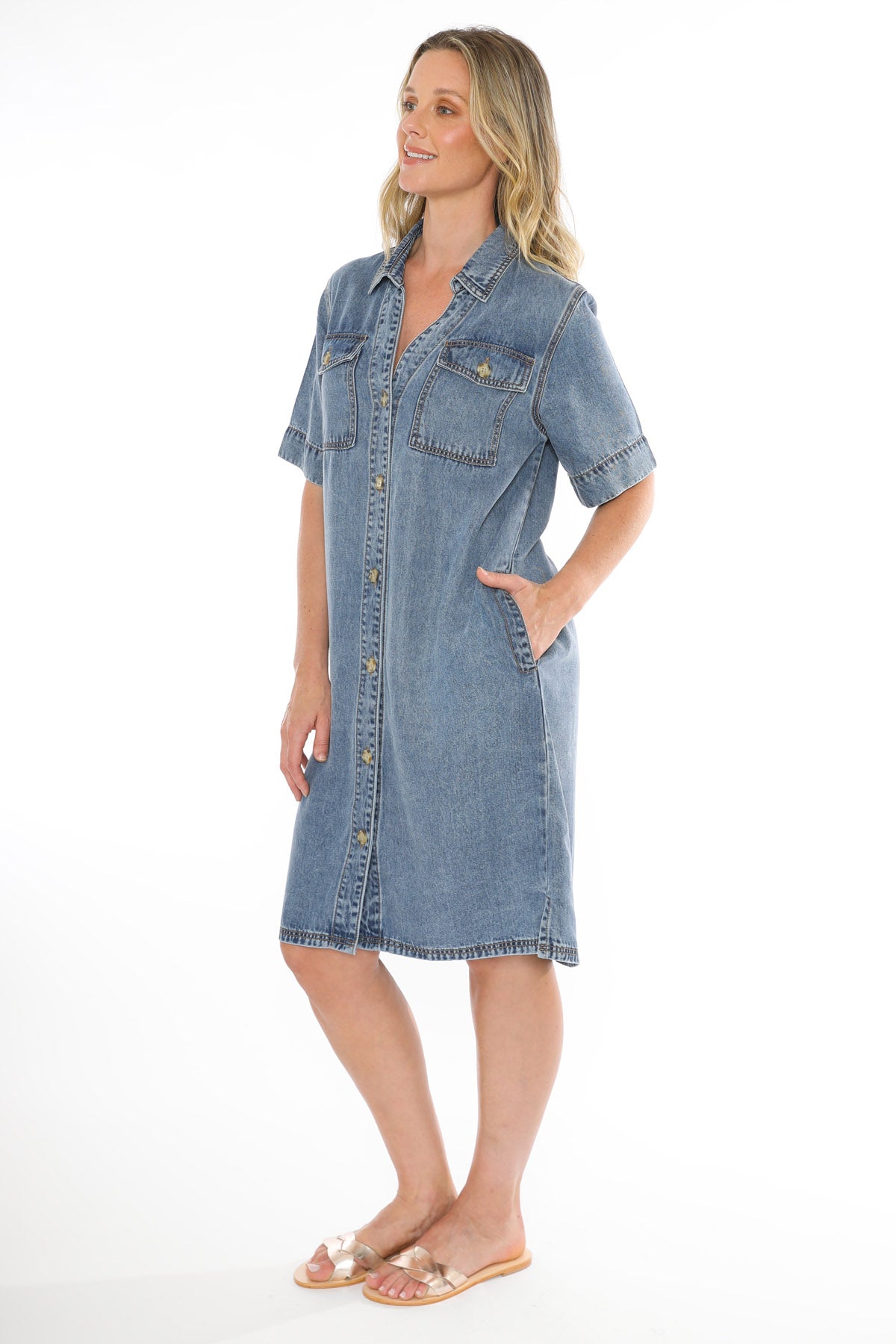 Women's Soft Denim Dress in Blue