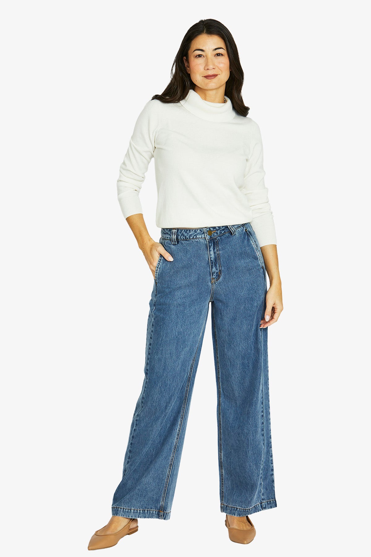 Womens Soft Rivet Detail Jean Blue 606j7016a
