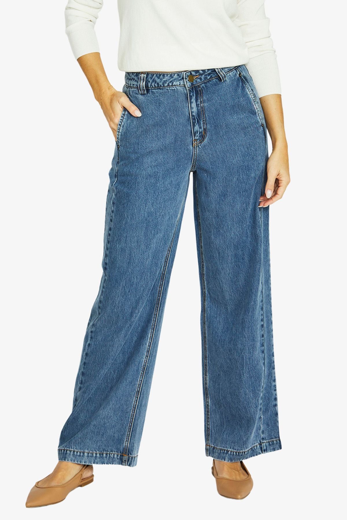 Womens Soft Rivet Detail Jean Blue 606j7016a
