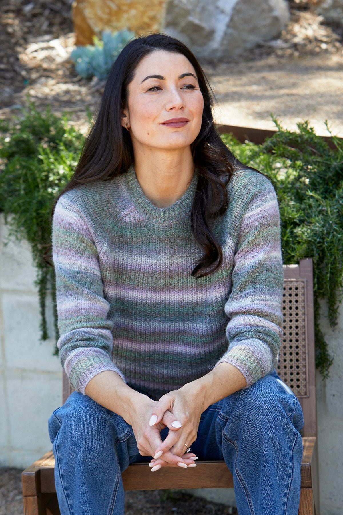 Womens Space Dye Pullover Green 60611067a