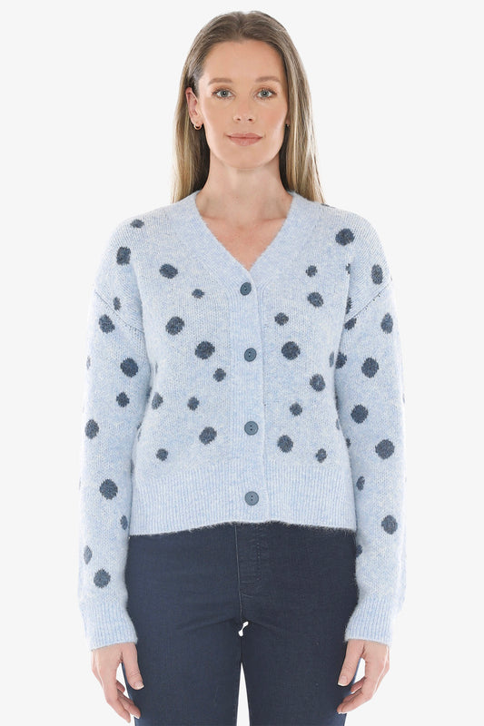 Spot Cardi in Pale Blue/Ink