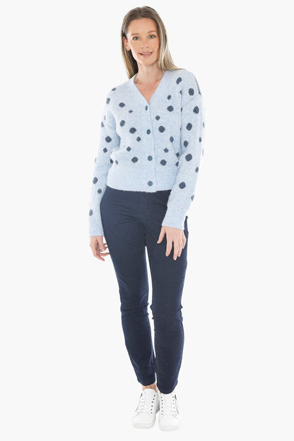 Spot Cardi in Pale Blue/Ink