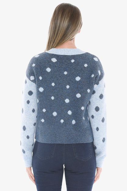 Spot Cardi in Pale Blue/Ink
