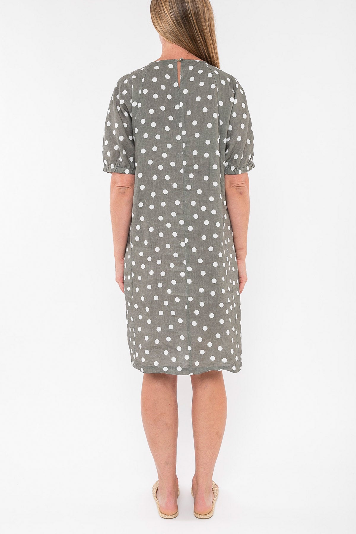 Spot Linen Dress Khaki