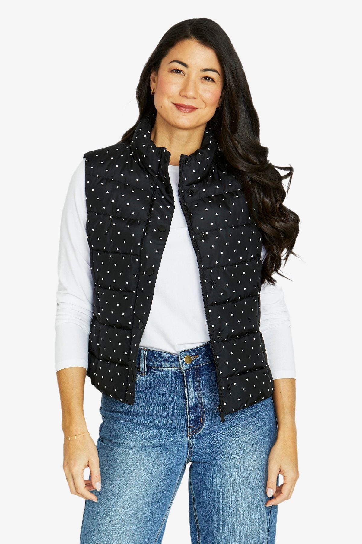 Womens Spot Quilted Vest Black 606j4043a