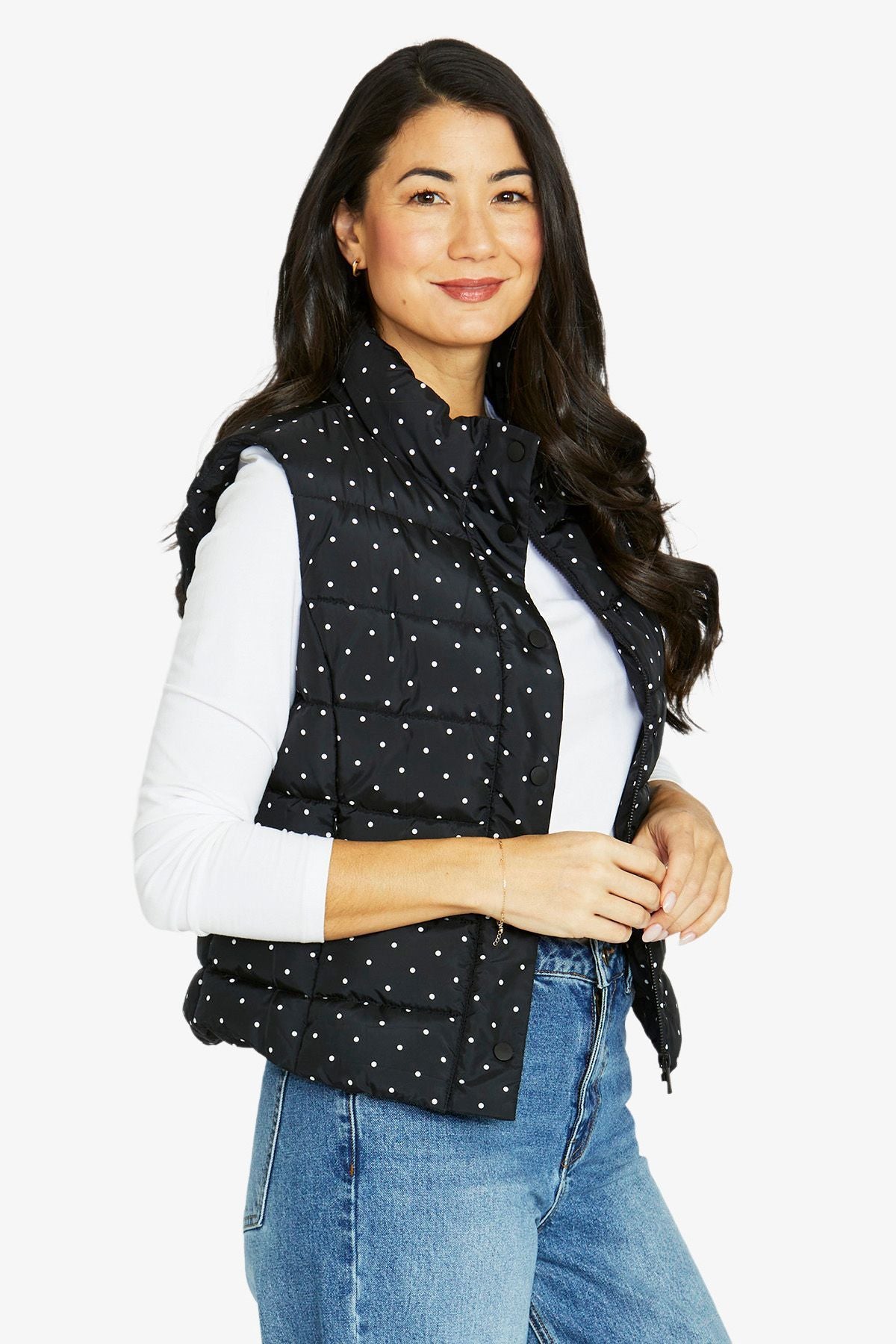 Womens Spot Quilted Vest Black 606j4043a