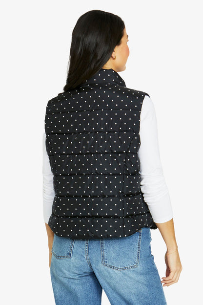 Womens Spot Quilted Vest Black 606j4043a