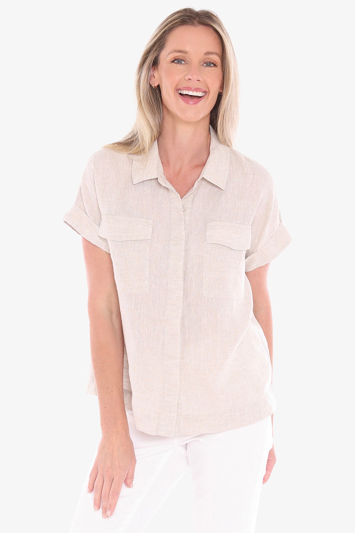 Womens Ss 2 Pocket Shirt Beige 596j3121a