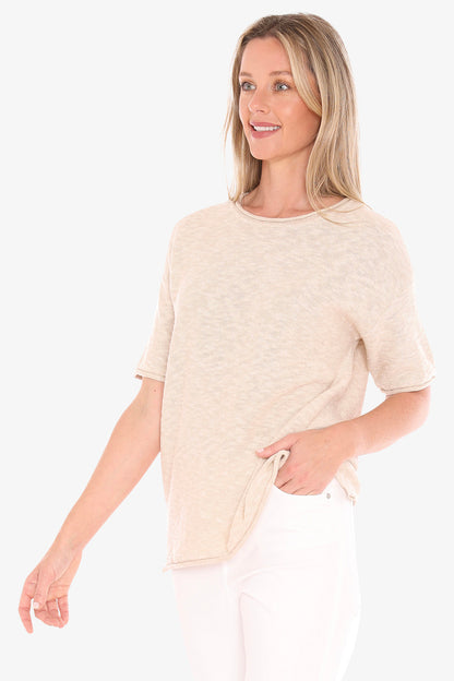 Womens Ss Knit Tee Beige 59611011a