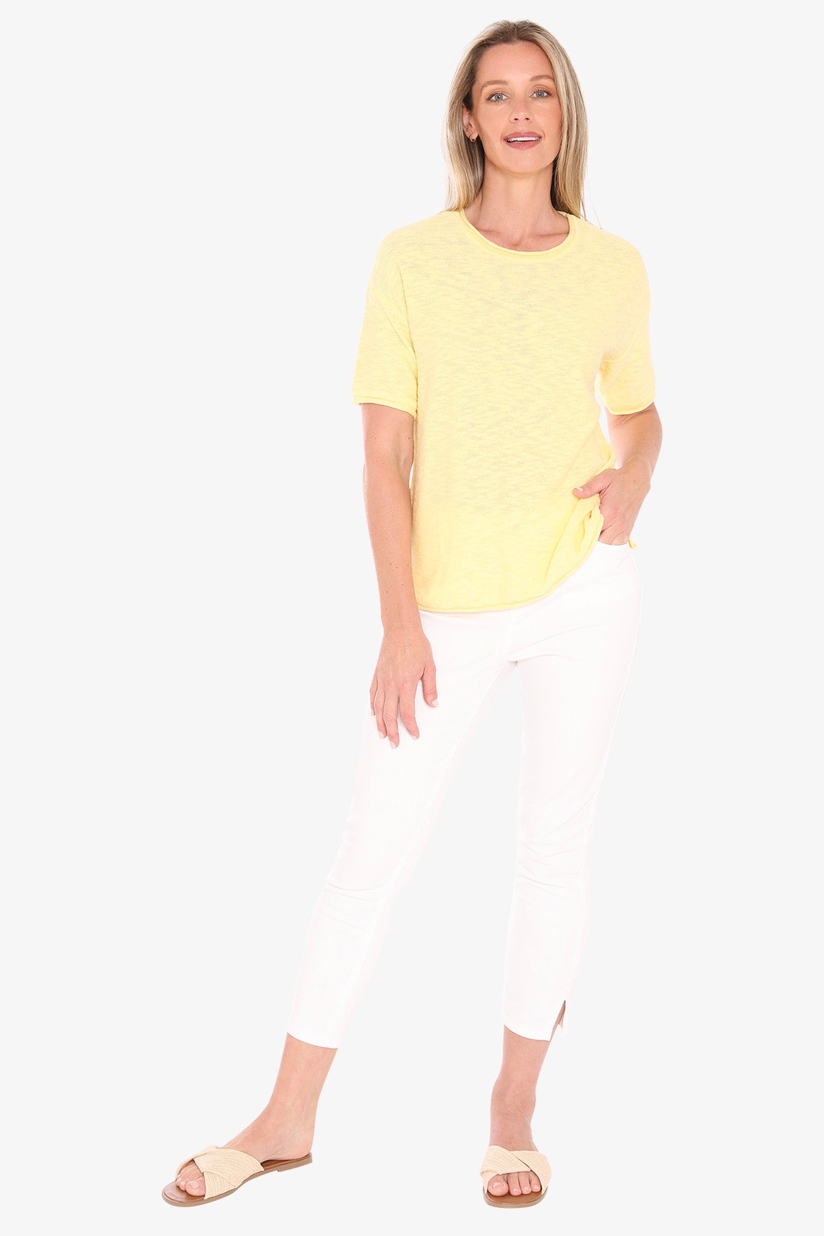Womens Ss Knit Tee Yellow 59611011a
