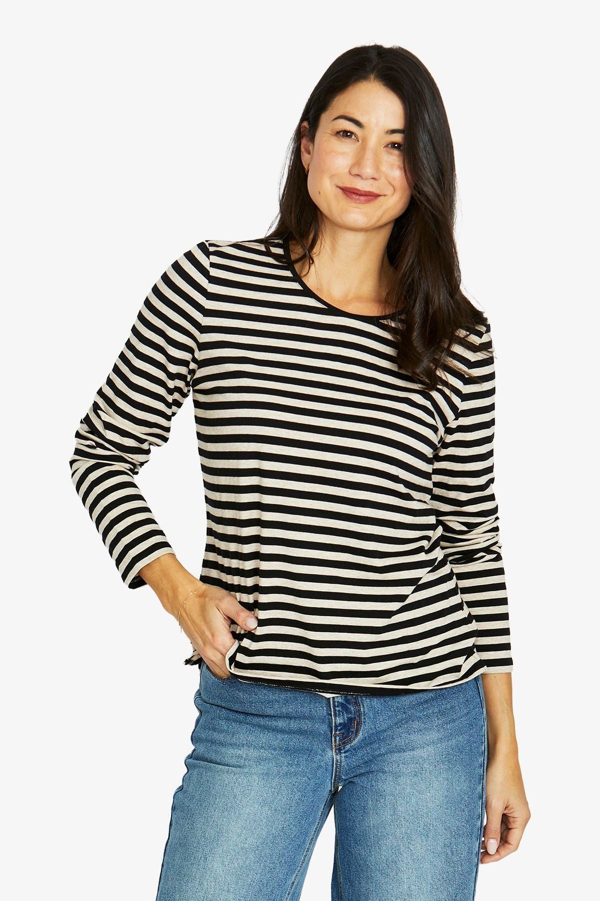 Womens Stripe Crew Ls Tee Multicolor 60612013a