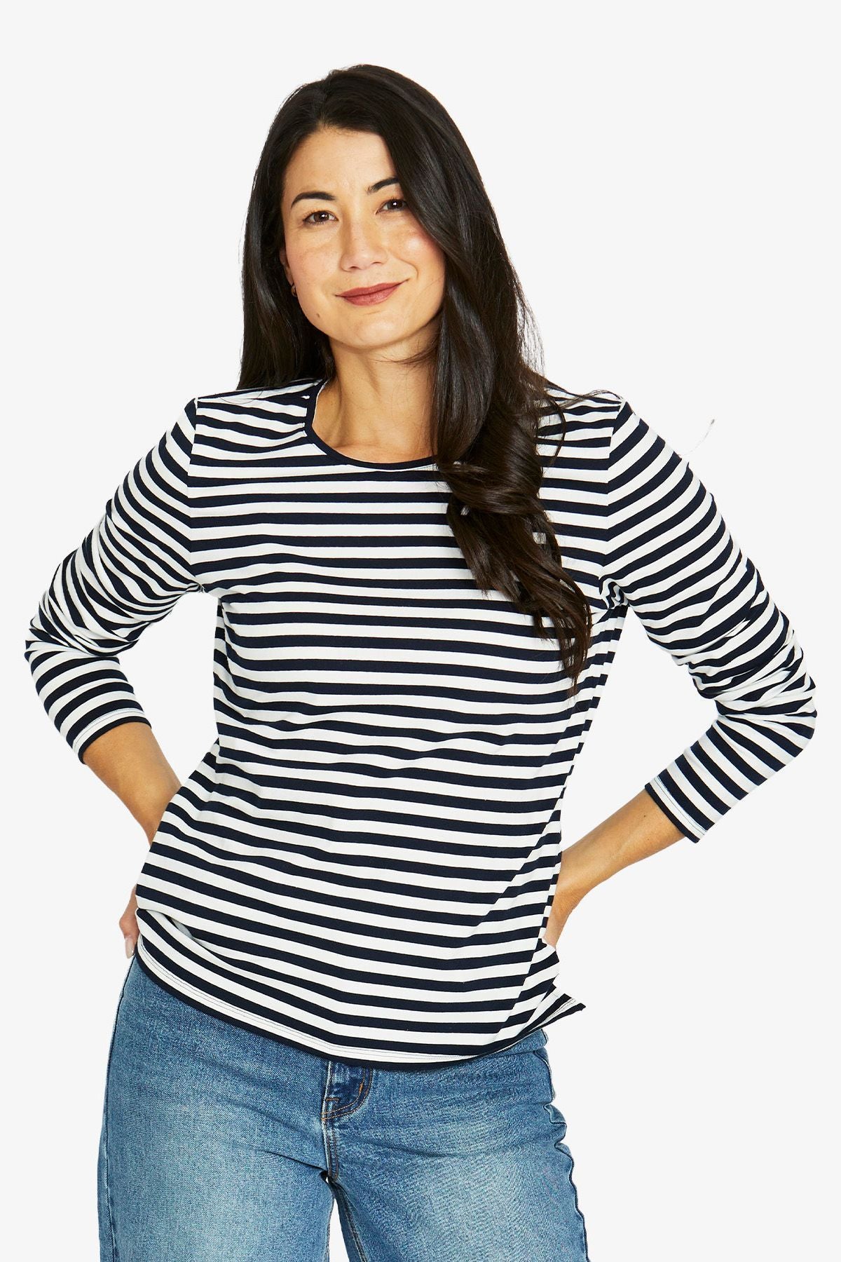 Womens Stripe Crew Ls Tee Multicolor 60612013a