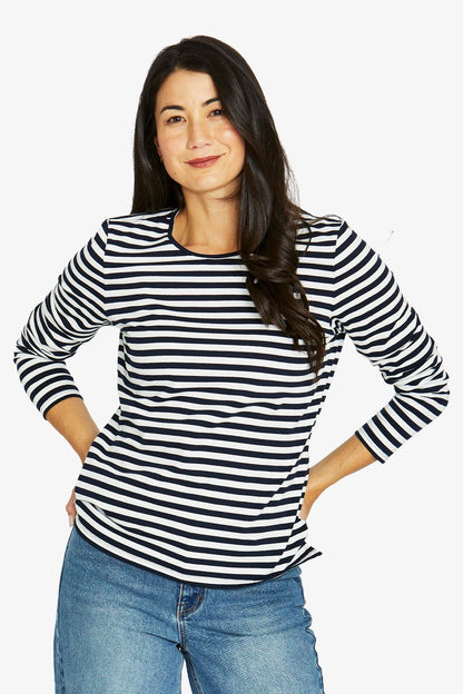 Womens Stripe Crew Ls Tee Multicolor 60612013a