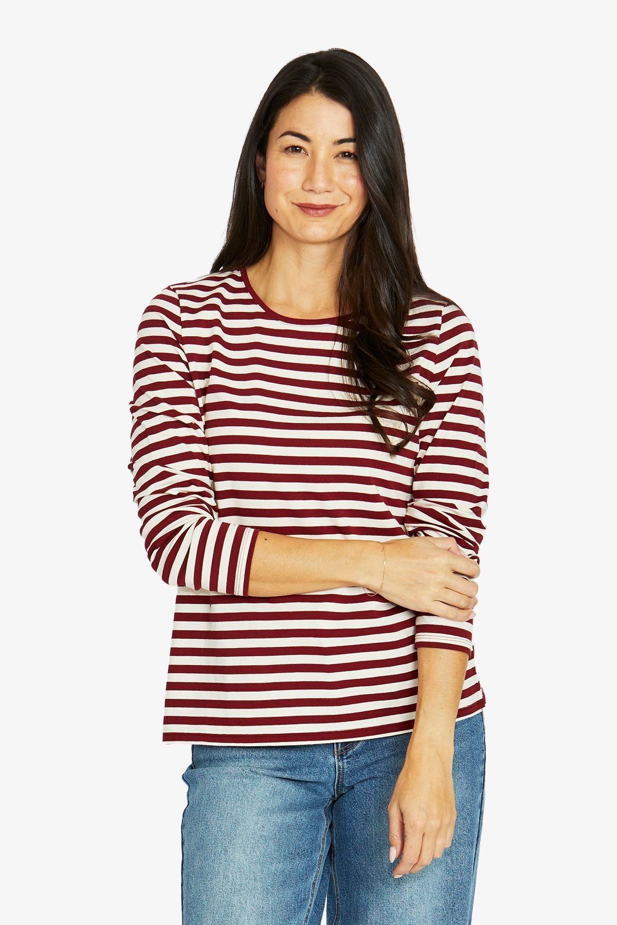 Womens Stripe Crew Ls Tee Multicolor 60612013a