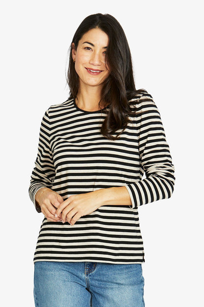 Womens Stripe Crew Ls Tee Multicolor 60612013a