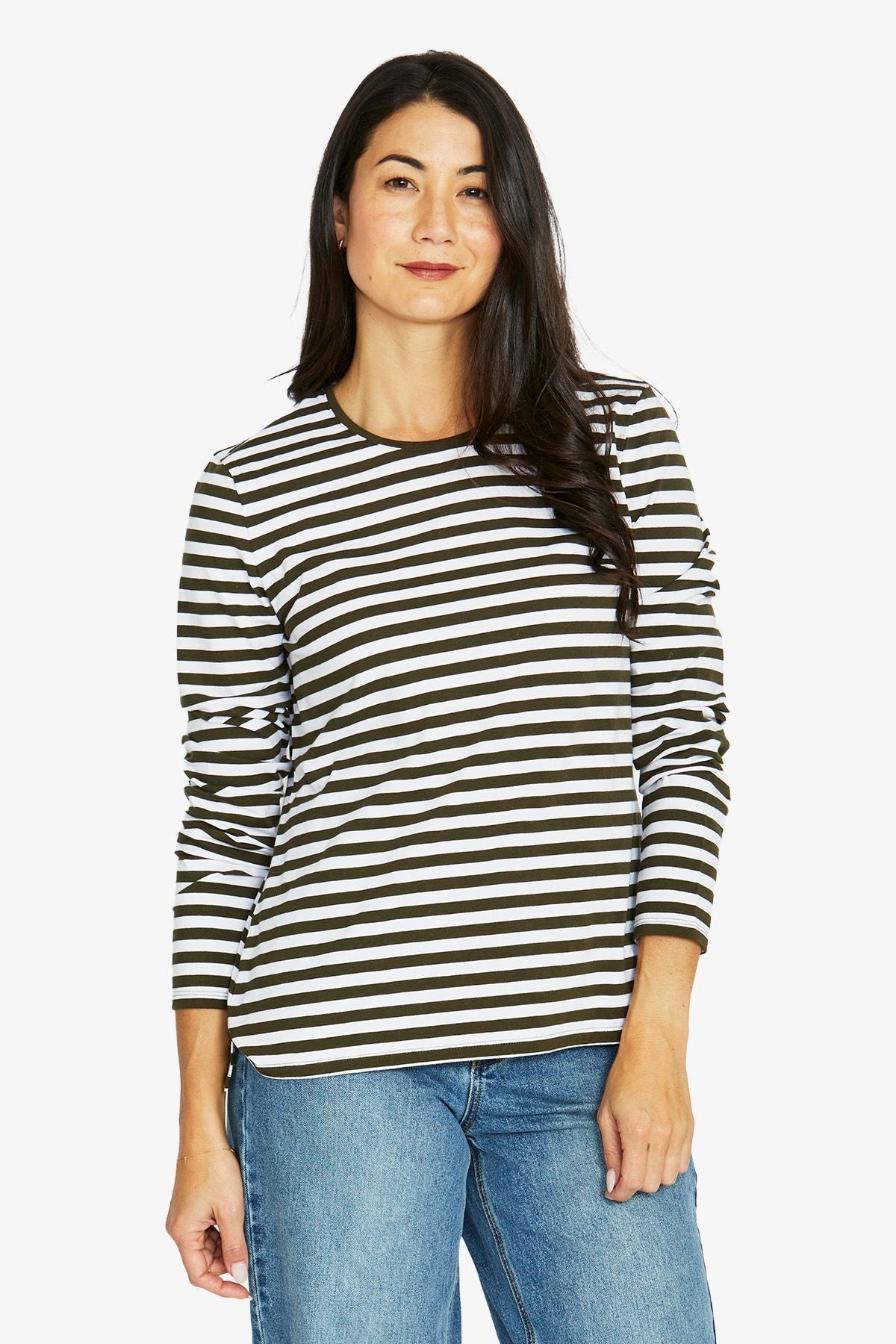 Womens Stripe Crew Ls Tee Multicolor 60612013a