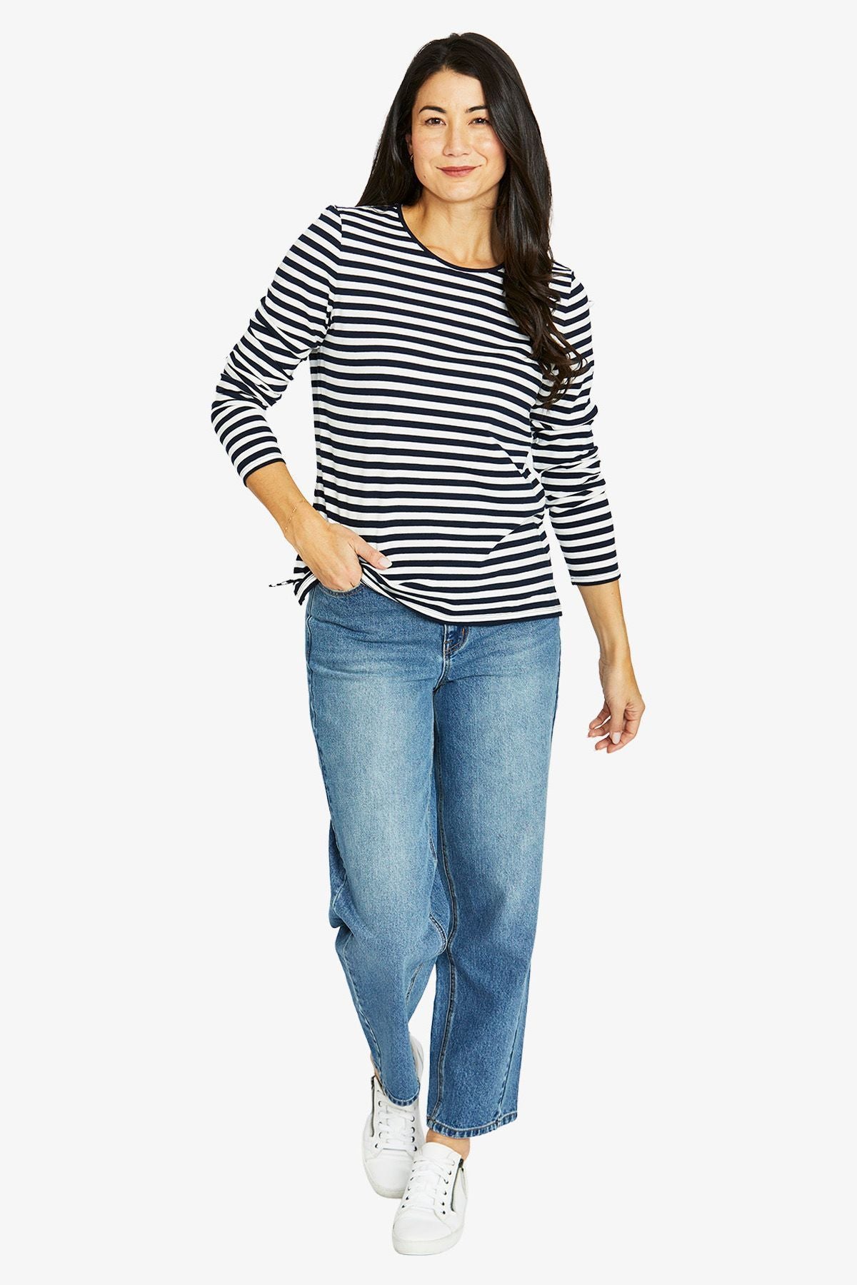 Womens Stripe Crew Ls Tee Multicolor 60612013a