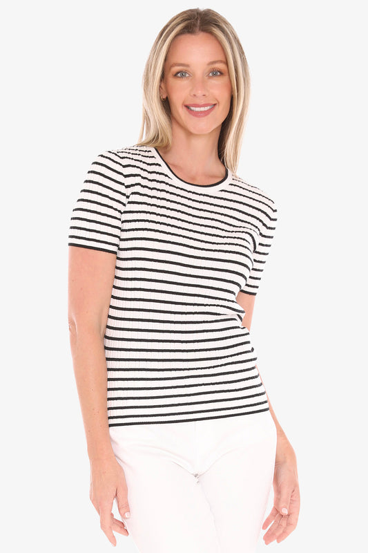 Womens Stripe Knit Tee Black 59611012a