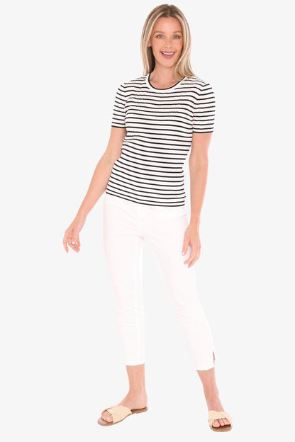Womens Stripe Knit Tee Black 59611012a