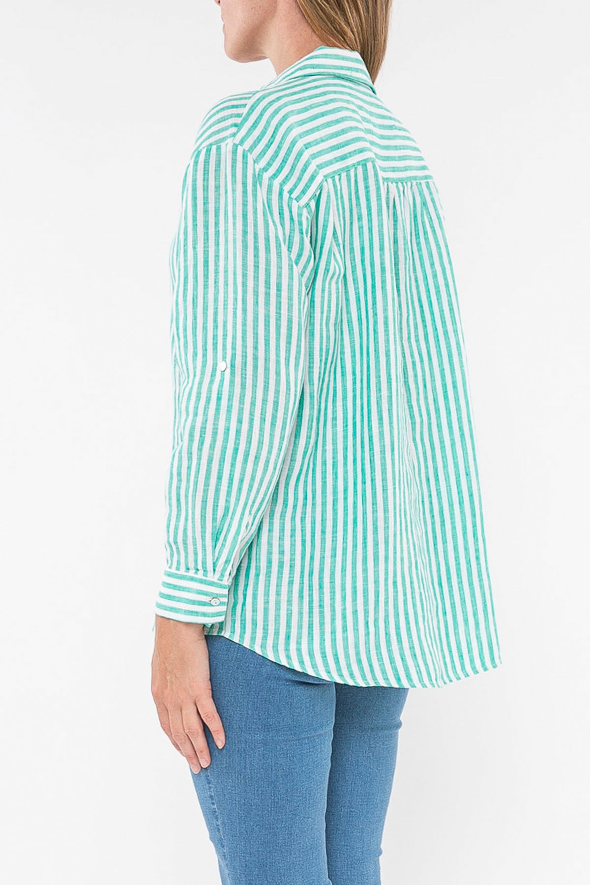 Stripe Linen Shirt Emerald