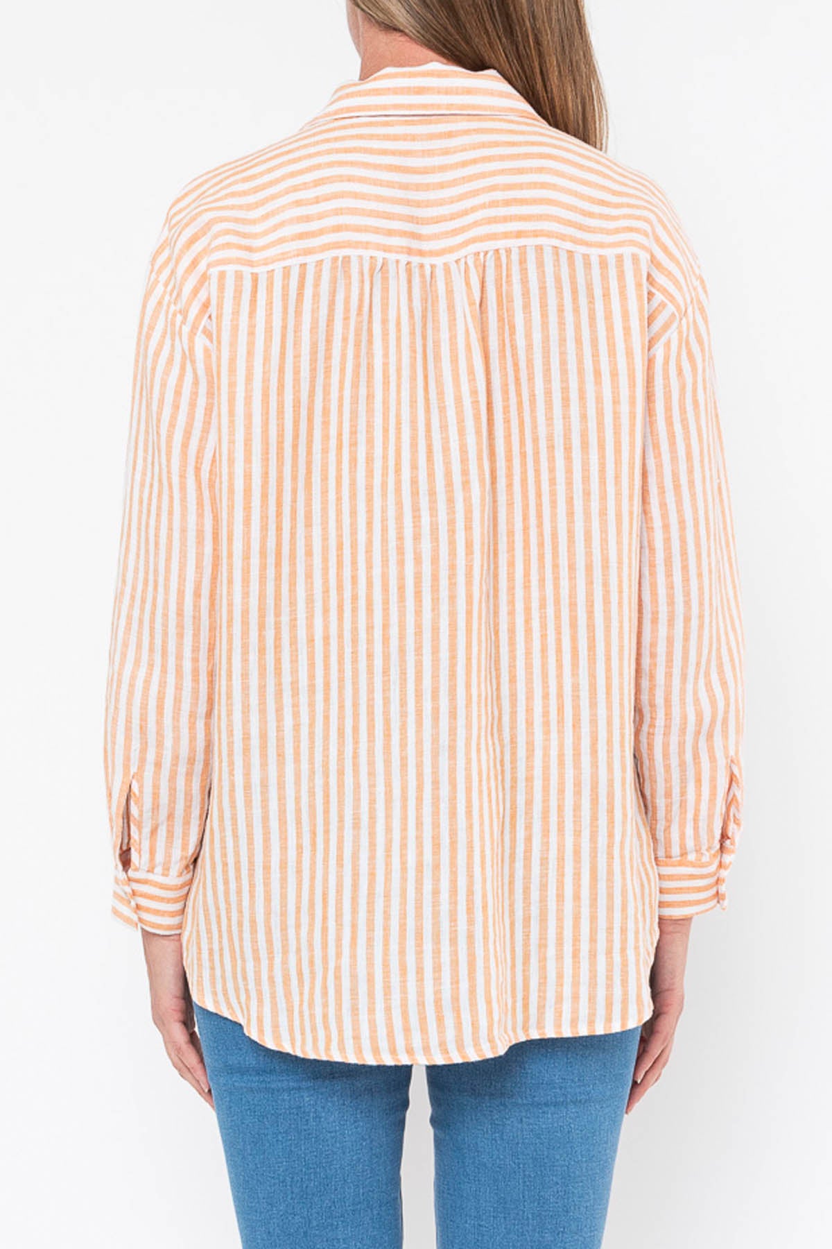 Stripe Linen Shirt Mandarin