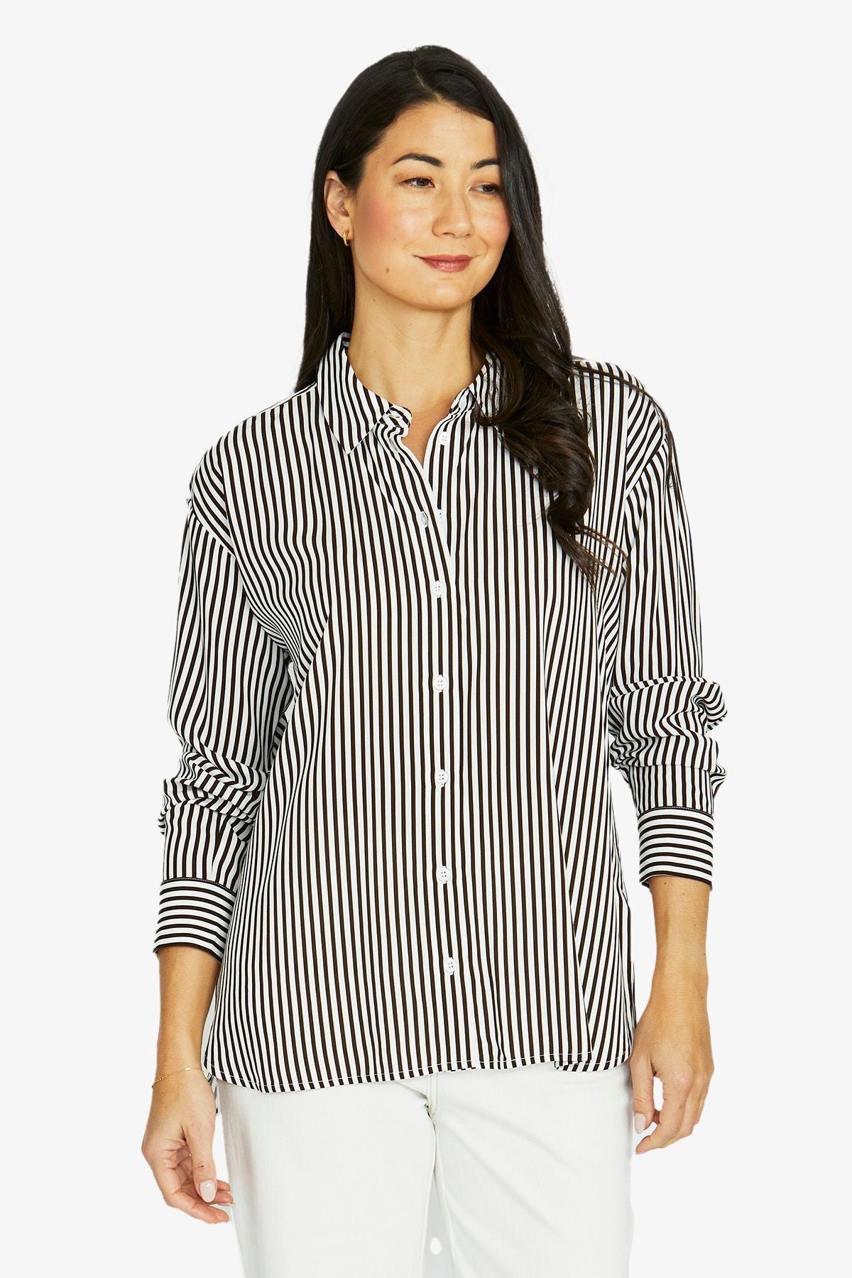 Womens Stripe Shirt Brown 606j3052a