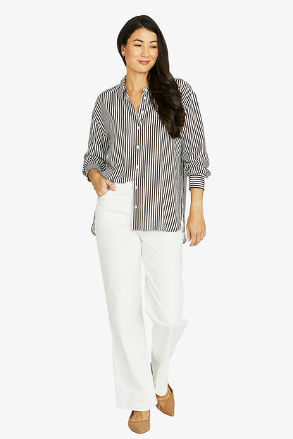 Womens Stripe Shirt Brown 606j3052a