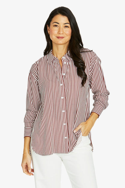 Womens Stripe Shirt Red 606j3052a