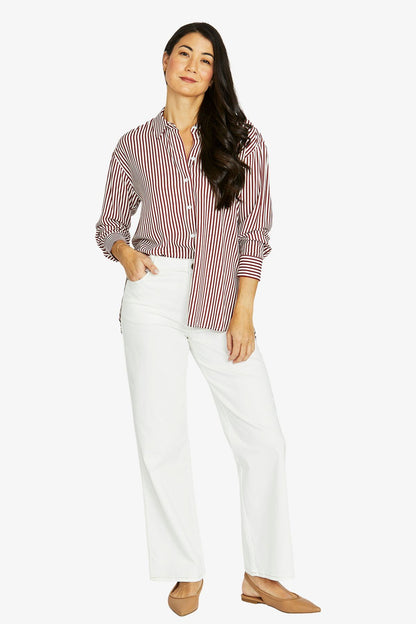 Womens Stripe Shirt Red 606j3052a