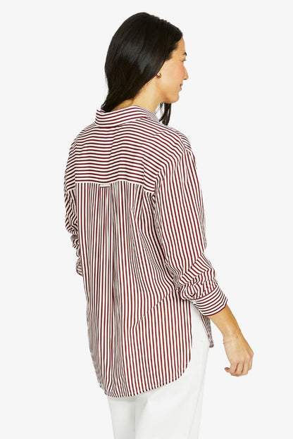 Womens Stripe Shirt Red 606j3052a