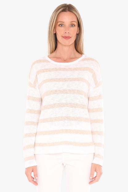 Womens Stripe Slub Pullover Beige 59611005a