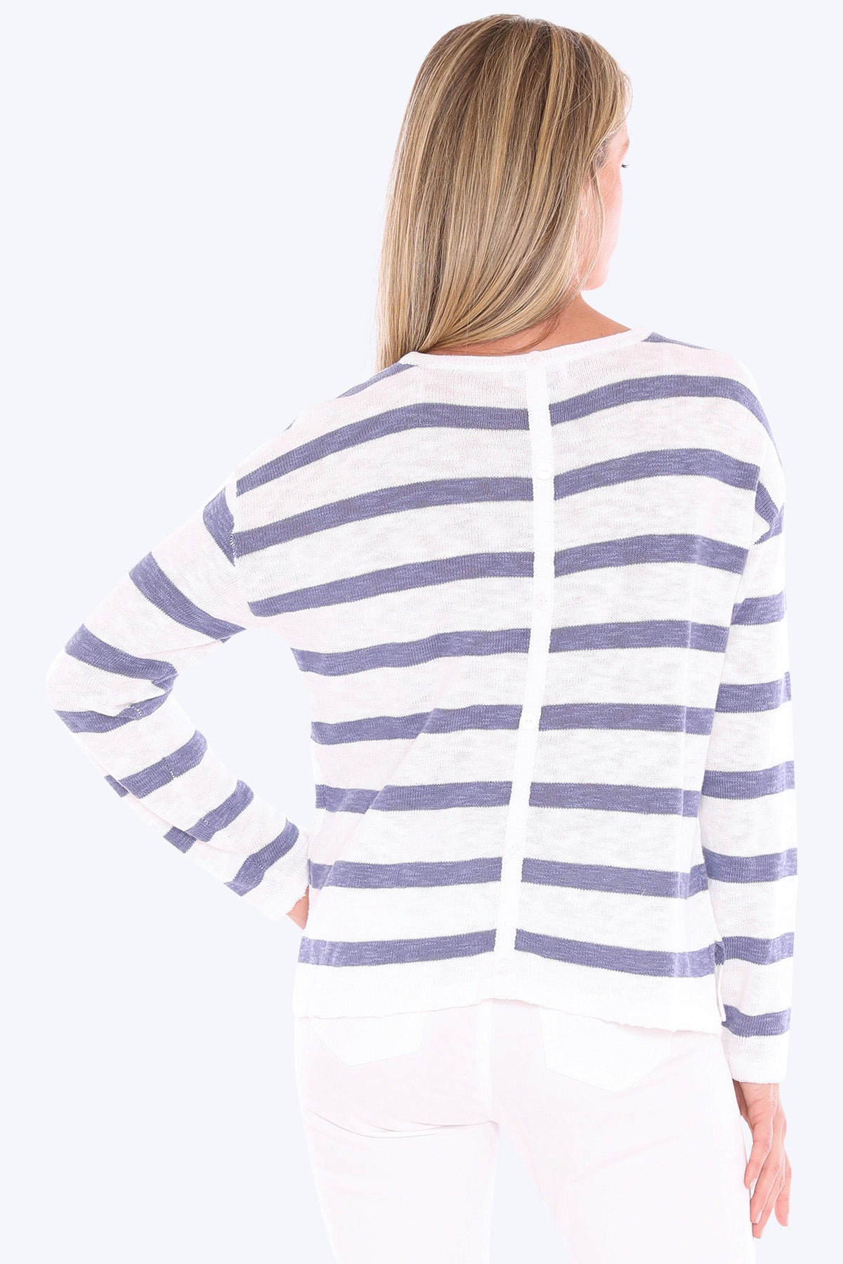 Womens Stripe Slub Pullover Blue 59611005a