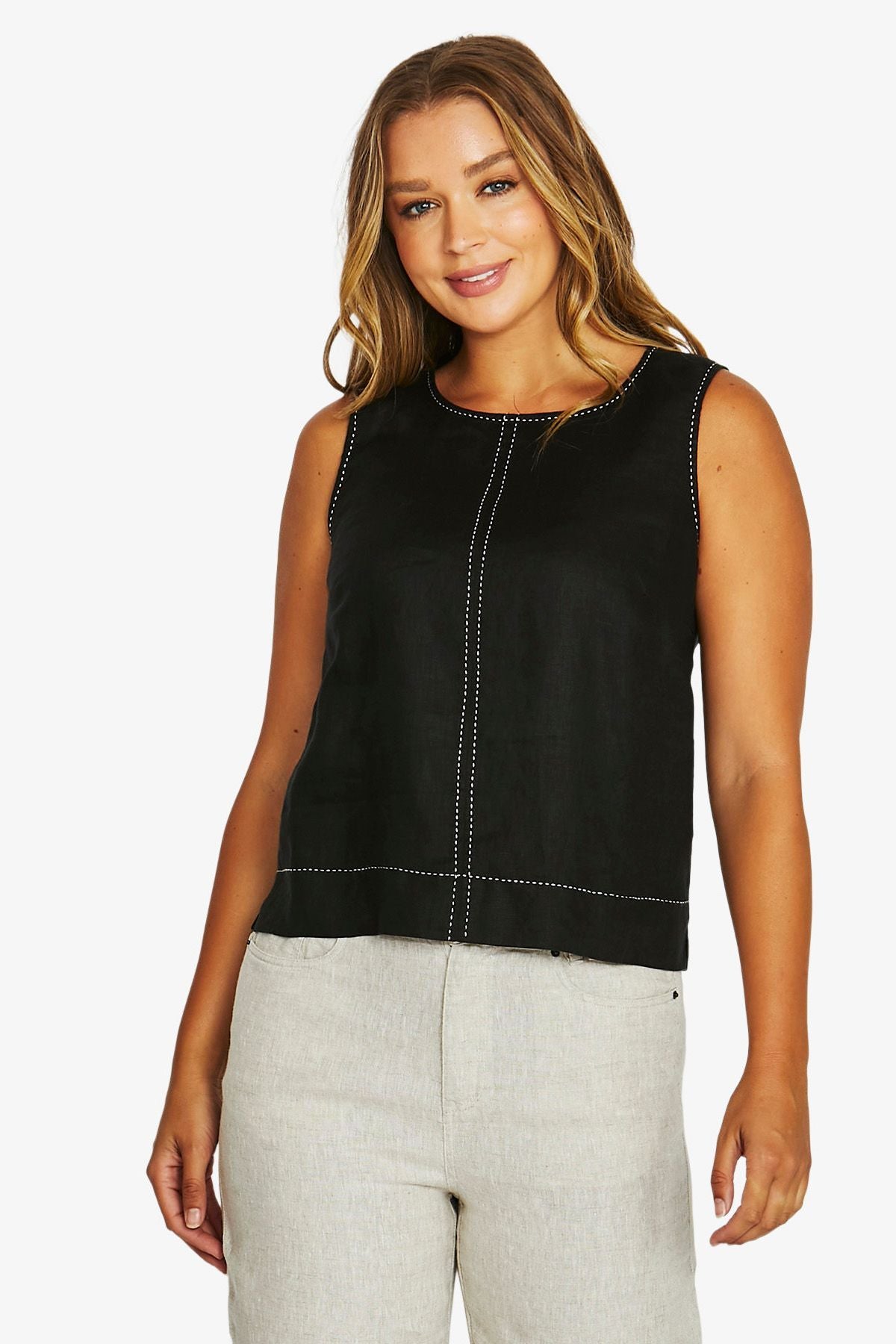 Womens Tack Stitch Top Black 616j3028a