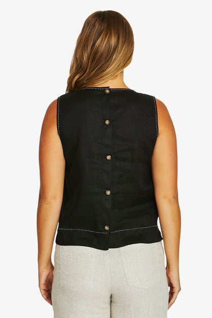 Womens Tack Stitch Top Black 616j3028a