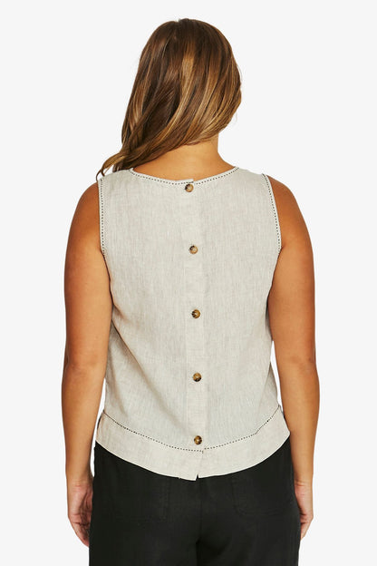 Womens Tack Stitch Top Natural 616j3028a