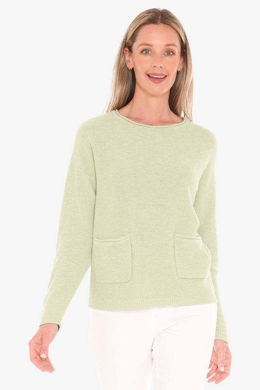 Womens Textured Pullover Green 59611007a