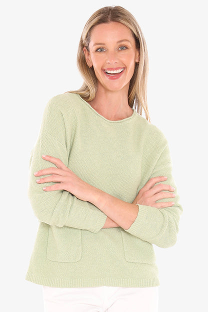 Womens Textured Pullover Green 59611007a