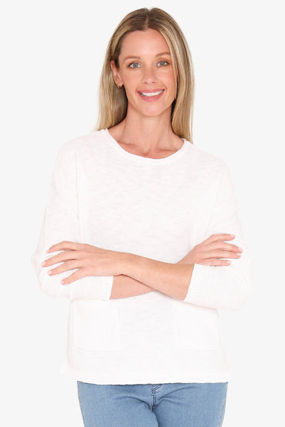 Womens Textured Pullover White 59611007a