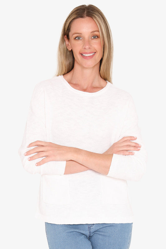 Womens Textured Pullover White 59611007a