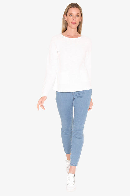 Womens Textured Pullover White 59611007a