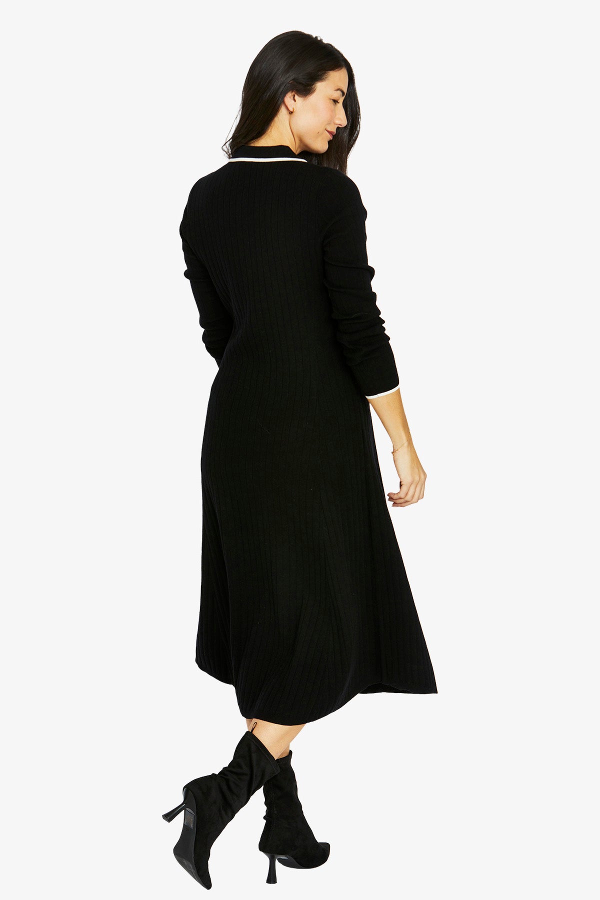 Womens Tipped Collar Dress Black 60615023a