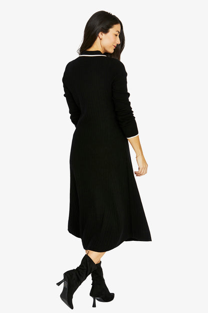 Womens Tipped Collar Dress Black 60615023a