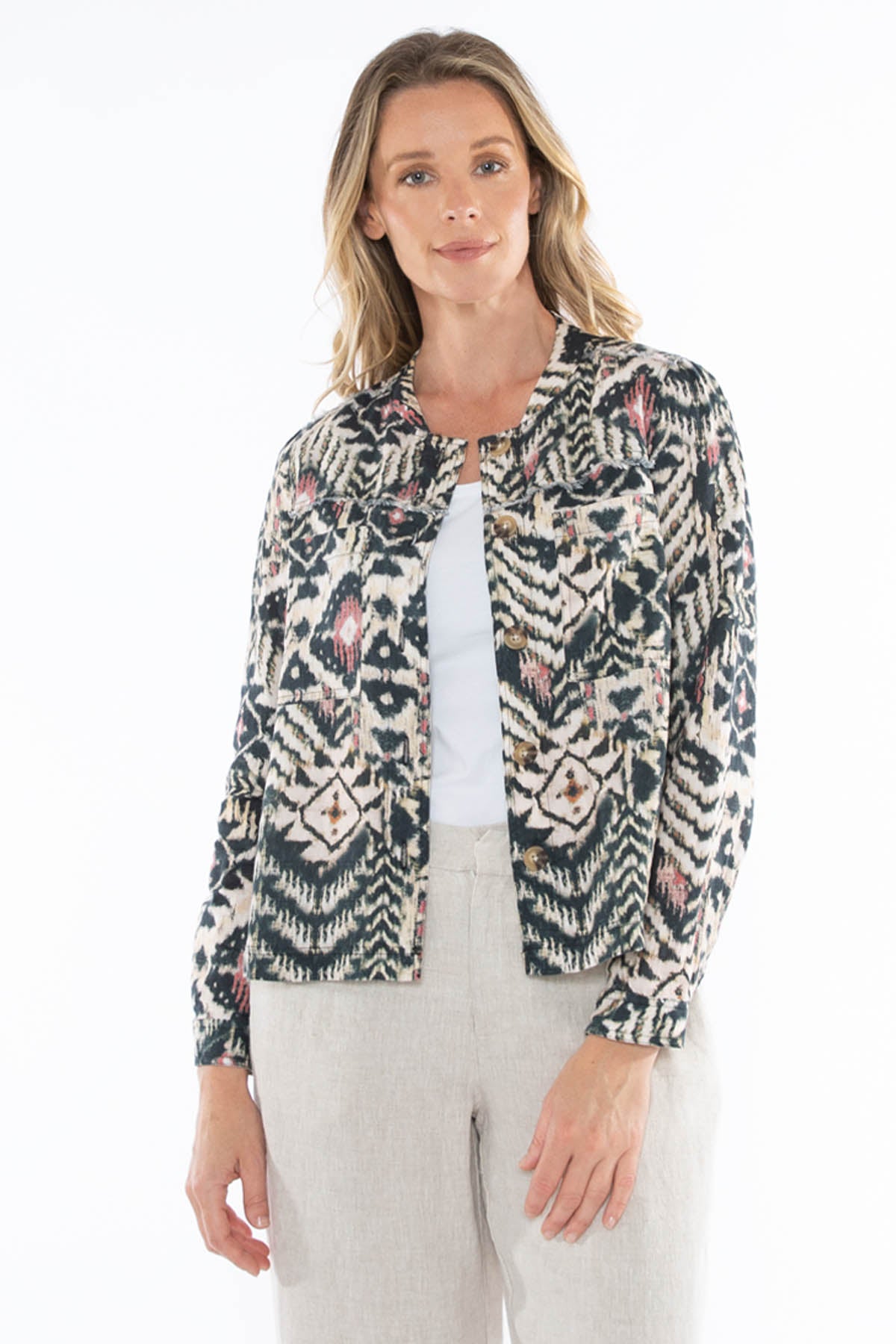 Women's Tribal Print Jacket in Multicolour