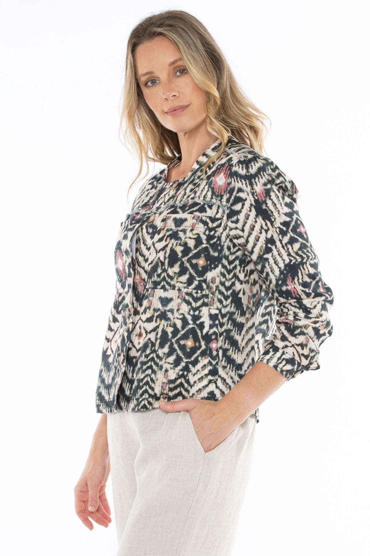 Women's Tribal Print Jacket in Multicolour