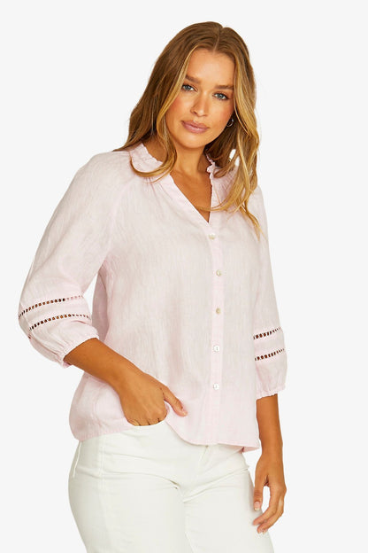 Womens Trim Detail Top Pink 616j3030a